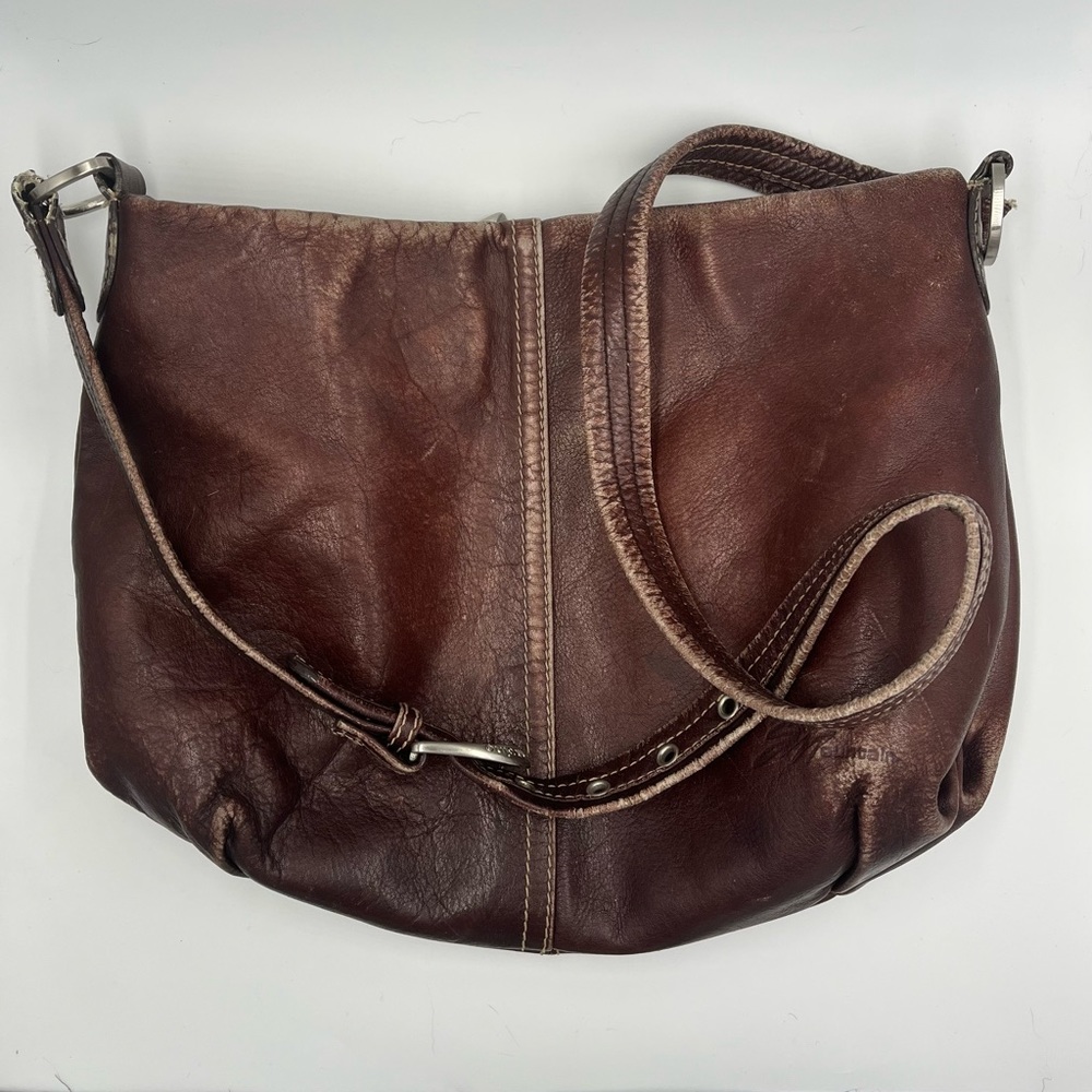 Vintage Stone Mountain Brown leather shoulder bag purse.